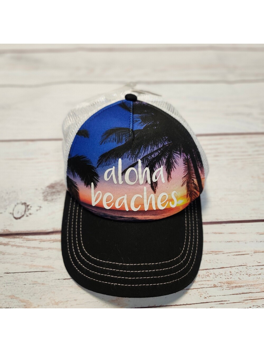 No Boundaries Aloha Beaches Sunset Mesh Trucker Hat Cap One Size